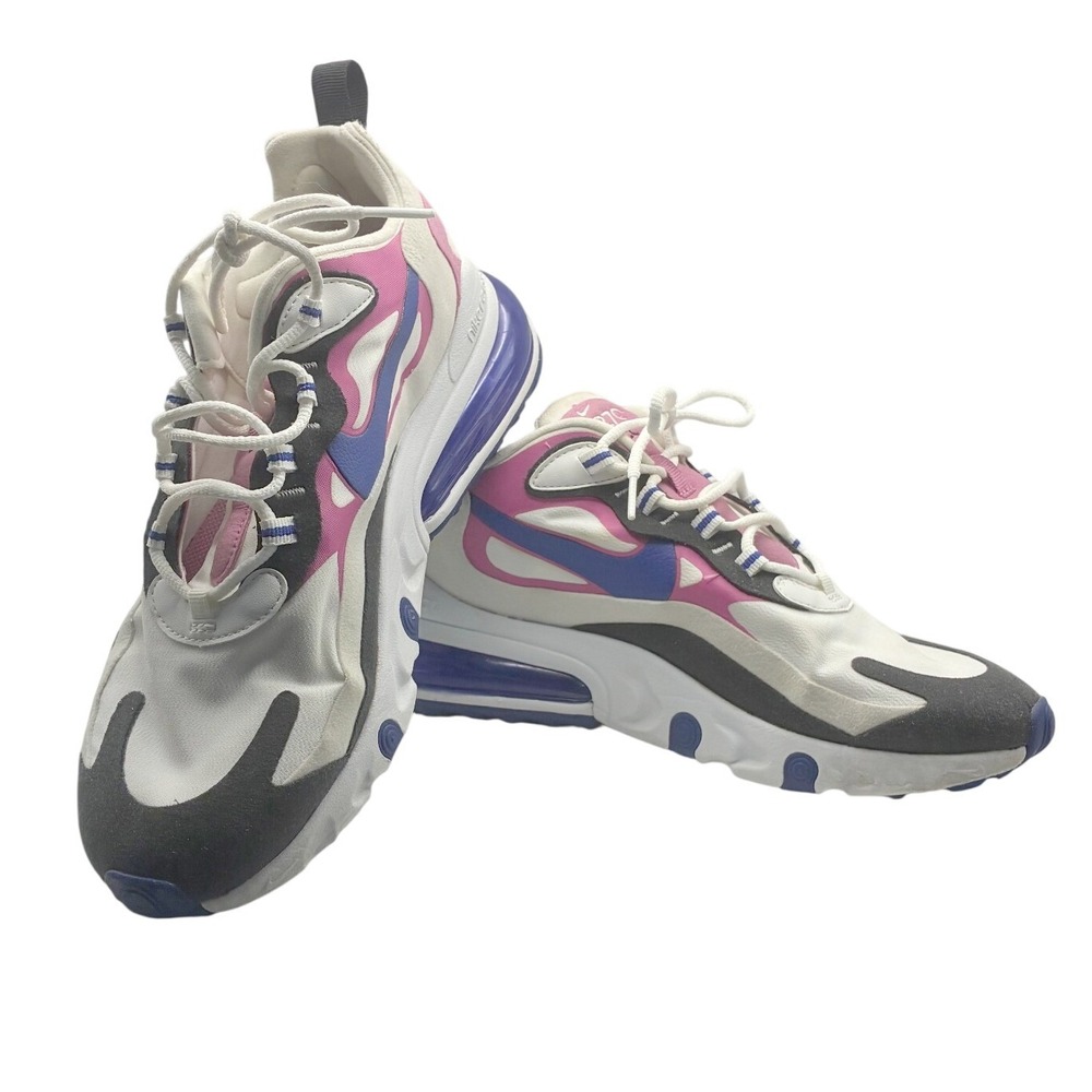 Nike Air Max 270 React Size 9 Women White Pink Blue CI3899-100 Sneaker